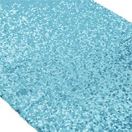 Time to Sparkle 12x108inch Glitter Sequin Table Runner Chair Sashes Swags Wedding Party Table Decoration Sequin Tablecloth- Sequin Baby Blue