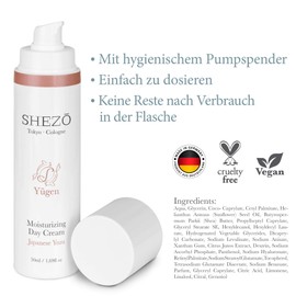 SHEZO Tagescreme Hyaluron 50ml Anti-Aging Gesichtscreme - Japanische Superfrucht Yuzu - Reichhaltige Vitamin-C Feuchtigkeitspflege Sheabutter - Natürliche Tagespflege Gesicht - Made in Germany