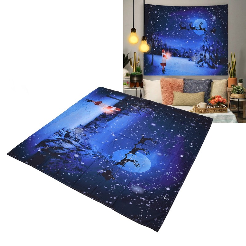 Christmas Tapestry Polyester Fiber Xmas Tree Santa Claus Pattern Hanging