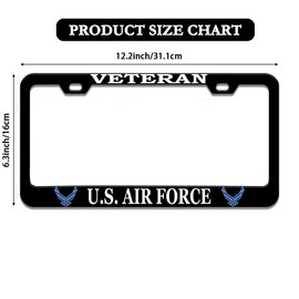 2 Pcs License Plate Frame for U.S. Air Force Veteran Black Matte Aluminum USAF Car Plate Cover Holders with Screw Caps
