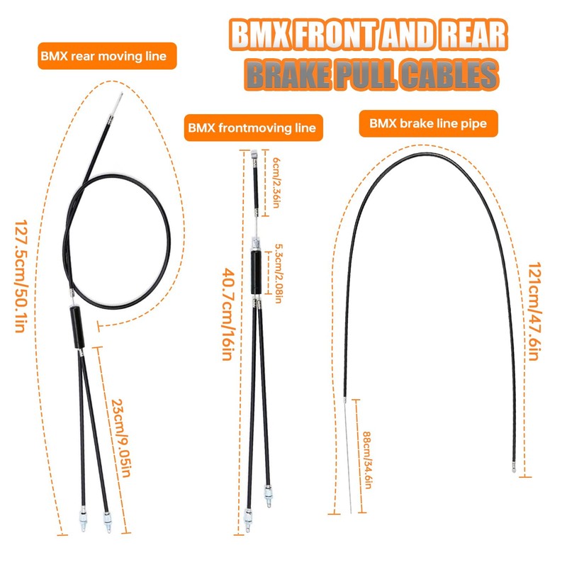 HUAREW BMX Bike Gyro Brake Cables Front + Rear (Upper