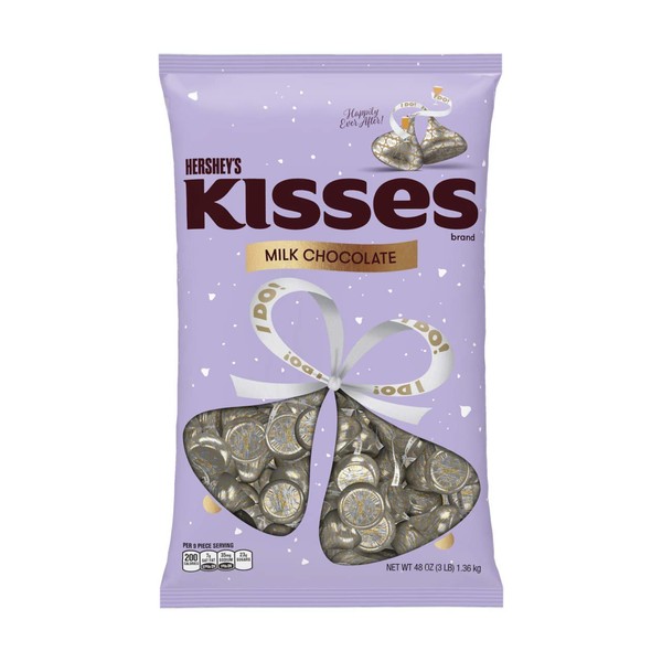 HERSHEY'S KISSES Milk Chocolate Wedding Candy, Individually Wrapped, Gluten Free, 48 oz Bulk Bag