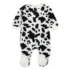 Leveret Boys Girls Kids Footed Fleece Pajama Cow Black 4 Year