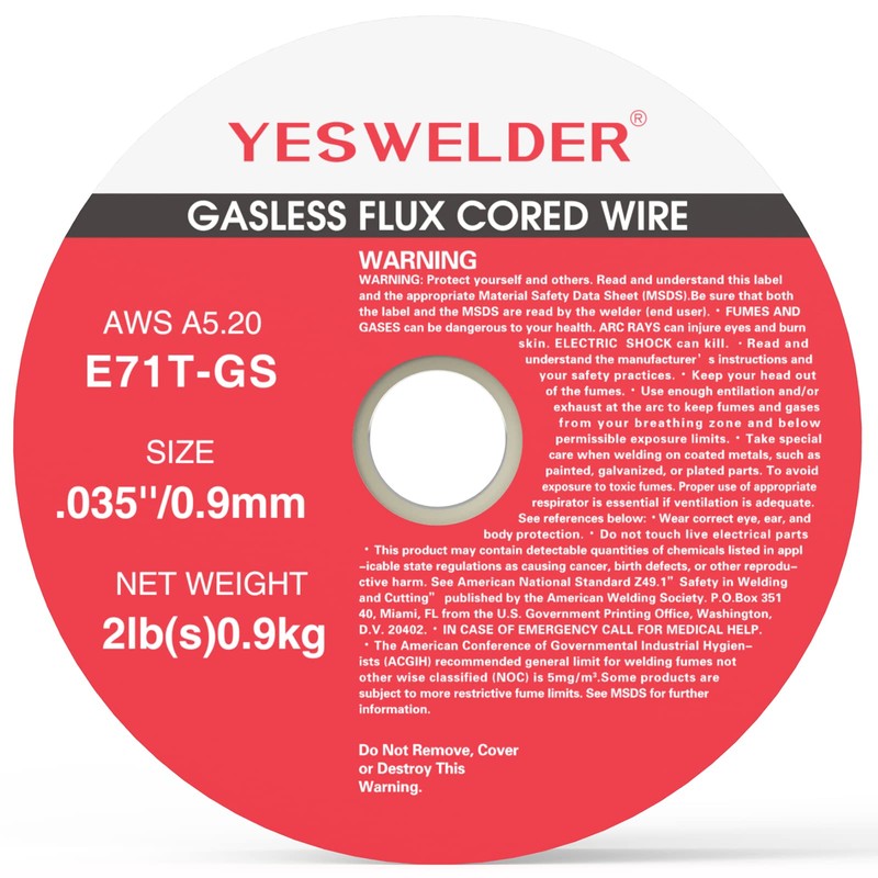 YESWELDER Gasless Flux Core Mig Wire, Mild Steel E71TGS .035-Diameter,