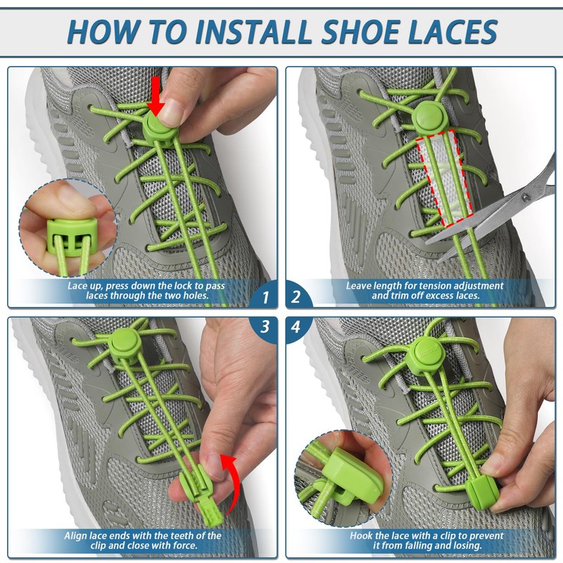 HOMAR No Tie Shoelaces for Adults & Kids Elastic Shoe