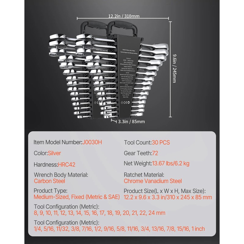 Ratcheting Combination Wrench Set for Auto & Home Repairs –