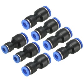 QUARKZMAN Connector Connector 8 mm to 6 mm / 10 mm to 6 mm Pipe AD Quick Release Air Line Hose Pipe Connection Straight Pneumatic Plug Connector Black 7 Pieces