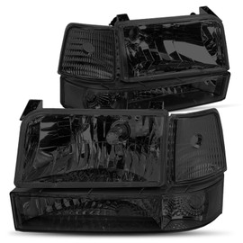 Headlight Assembly with Bumper Lamps Compatible with Ford F150 F250 F350 Bronco 92-96 Left Right Headlamp Set FO2503114 FO2502118 FO2550110 FO2551108 Factory Style CAAP-F15092-6P-OH-SMCL-HL