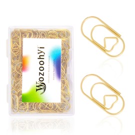 Wozoohyi Gold Paper Clips 100 PCS Paper Clips,Stainless Steel Decorative Paper Clips for Office Home,0.78 Inch Small Paper Clips,Love Heart Paper Clips,Bookmarks Clips