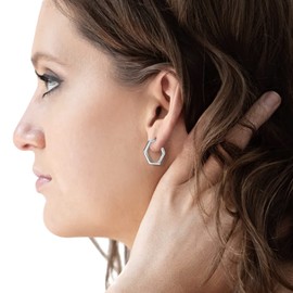 LeCalla All 925 Sterling Silver Jewellery Small Italian Half Hoop Earrings for Women and Teens, Silver, No Gemstone