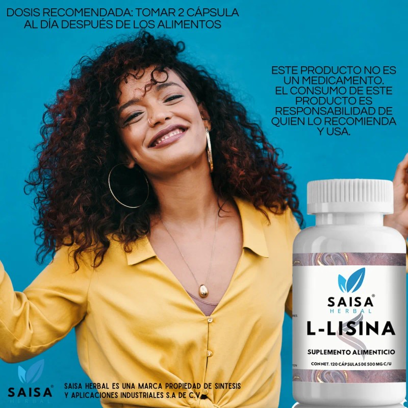 L-Lisina | 100% Pura 120 Cáps | SAISA HERBAL |