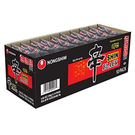 Nongshim Shin Ramyun Black with Premium Beef Broth, 4.58 Ounce (Pack of 10)
