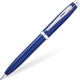 Sheaffer 100 Glossy Blue Lacquer Ballpoint Pen with Polished Chrome Trim