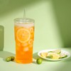 QWEZXO Glass Cups With Lids and Glass Straws，20 OZ High