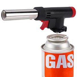 CORKAS Butane Torch, Professional Refillable Kitchen Cooking Torch, Adjustable Flame Blow Torch for Desserts, Creme Brulee, DIY Soldering, BBQ and Baking, Black (Butane Fuel Not Included)