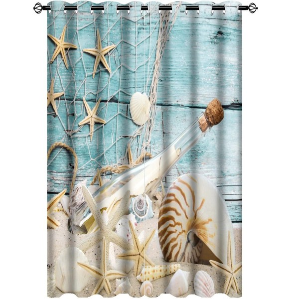 Kazynee Vintage Nautical Beach Theme Room Darkening Blackout Window Curtains