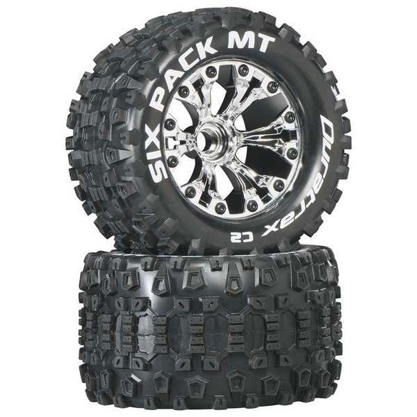 Duratrax Six-Pack MT 2.8" 2WD Mounted Front C2 Tires, Chrome (2), DTXC3519