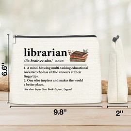 Librarian Makeup Bag, Librarian Gifts for Women, Gifts for Book Lover Bookworm Librarian, Thank You Gifts for Librarian, Librarian Definition Cosmetic Bag Makeup Pouch