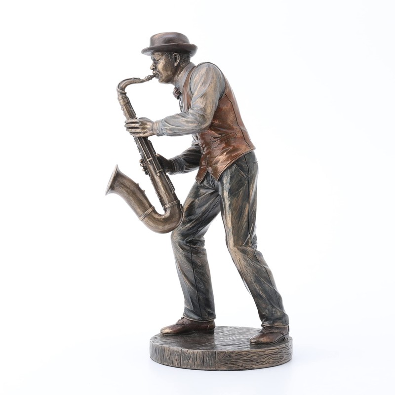Veronese Design 7 1/4" Jazz Band Saxophonist Resin Figurine Bronze
