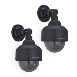 Relaxdays Camera Dummy, Set of 2, Flashing, Indoor and Outdoor, Burglar Deterrent, Surveillance Camera, Dummy, Black
