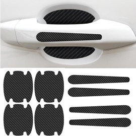 8Pcs Car Door Handle Protector Sticker, Universal Carbon Fiber Anti-Scratches Auto Door Handle Protective Film, Car Door Side Paint Cover Guard Stickers Fit for Most Car Handles (Black)