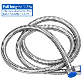 Universal Shower Hose 1.5m Stainless Steel Replacement Hose Pipe Anti-Kink Leakproof with 2 Washers