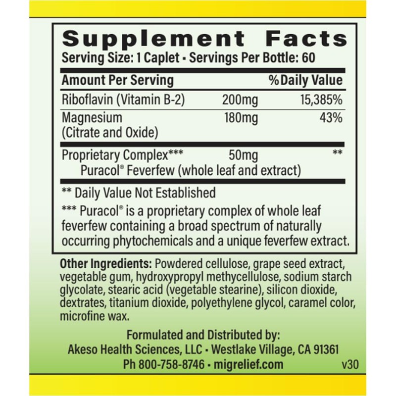 MigreLief Original Triple Therapy with Puracol - Nutritional Support for