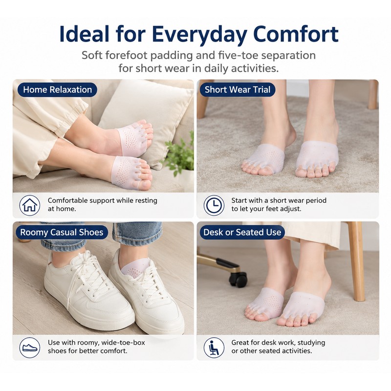 Silicone Toe Separator Forefoot Pad for Daily Comfort – Five-Hole