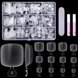 MELLIEX 240 Pieces False Toenails Set, 12 Sizes Acrylic Clear Toe Nail Tips Artificial Fake Stick On Toe Nails with Box for Women Girls Nail Salon and Nail Art DIY