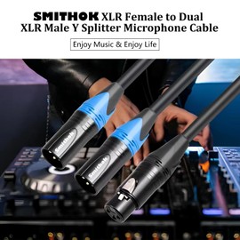 Smithok 2pack XLR Y Splitter Cable,XLR Female to Dual XLR Male Y Cable (XLR Splitter 1 Female to 2 Male),Balanced Microphone Splitter Cord Audio Adaptor - 1.6ft /0.5m