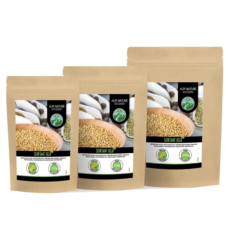 Mustard seeds (500g, 1.1lb), yellow and white 100% natural, gently