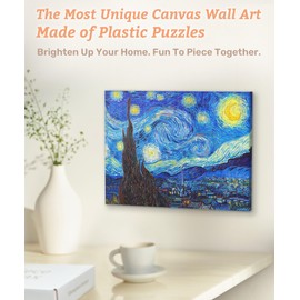 PieceRelax Puzzle Canvas Wall Art 366 Plastic Pieces for Adults - Vincent Van Gogh - The Starry Night - Unique Gift & Home Décor with Jigsaw Puzzle Artwork for Living Room Bedroom [HN1306]