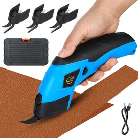 Kayoosi Tijeras Eléctricas Inalámbricas con 3 Cuchillas de Recambio, Tijeras Eléctricas Recargables con Interruptor de Seguridad y Caja de Herramientas, para Cortar Tela, Cuero, Cartón