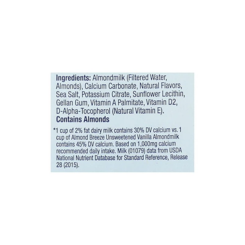 Blue Diamond Almond Breeze Unsweetened Vanilla 64 Oz (Pack of