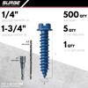 Surge BP - 1/4" x 1-3/4" Hex Head Blue Concrete