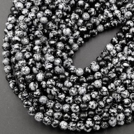 Zenkeeper 108 Pcs Snowflake Obsidian Beads for Jewelry Making 8 MM Snowflake Obsidian Gemstones Loose Stone Beads