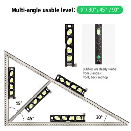 BETHEL Torpedo Level, Magnetic Conduit Level with 4 Vials, V-Groove and Magnet Track, Aluminum Alloy Construction, High Viz Black (6 inch)