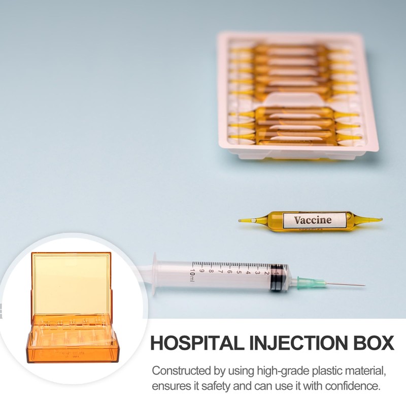 Healeved 5pieces Injection Box for Hospital Use Durable Plastic Syringe