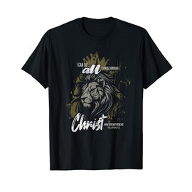 Inspirational Jesus Lion Judah Christian Cross Savior Verse T-Shirt