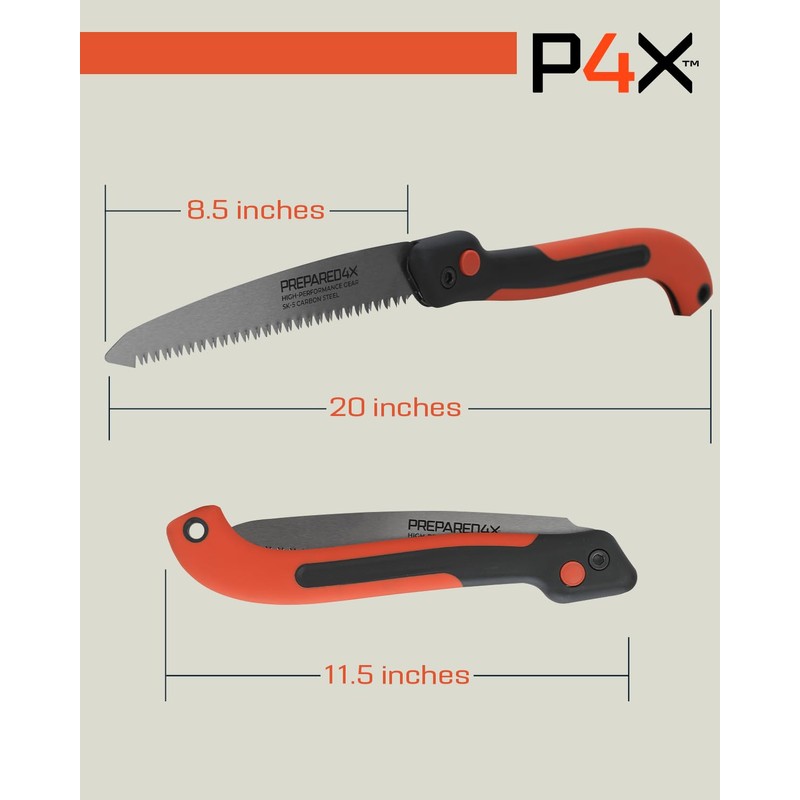Prepared4X Folding Saw - 8.5" Camping Saw for wood cutting