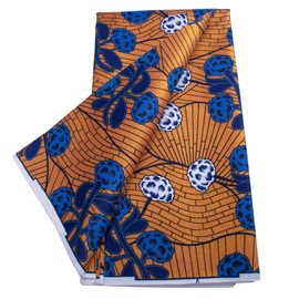 HollandaisWax 6659 - Tela africana de 6 yardas con estampado de Ankara, tela de poliéster dorada, para manualidades, costura hecha a mano