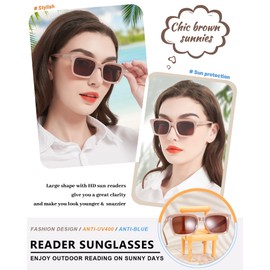 MARE AZZURO Reader Sunglasses Women UV Protection Outdoor Reading Glasses 1.00 1.25 1.50 1.75 2.00 2.25 2.50 2.75 3.00 3.50 4.00 (Coffee/brown lens, 225)