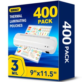 BURVAGY 400 Pack Laminating Sheets, 3 Mil, 9 x 11.5 Inches Thermal Laminating Pouches Lamination Sheet Paper for Laminator, Clear, Letter Size, Office and School Supplies