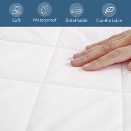 Queen Mattress Pad, Queen Mattress Protector Quilted Waterproof, Queen Size Mattress Cover Fitted, Queen Mattress Topper, Up to 20 Inch, White