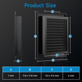 12" X 12" Gable Vents, Hon&Guan Aluminum Alloy Attic Vent for Houses Door Vents for Exterior Doors [Vent Opening: 10.5” x 10.5”], Black