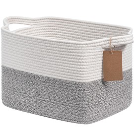 TIMEYARD Children's Storage Basket, Baskets Storage, Organiser Baskets, Cotton Basket for Shelf, Bathroom, Storage Basket, Small, 33 x 25 x 22.5 cm, Grey