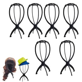 6 Pcs Wig Stand for Wigs,Wig Holders, Wig Head Stands,Mask Stands,Portable Wig Head Stands Collapsible Wig Holders for All Wigs and Hats (13.8 inch)