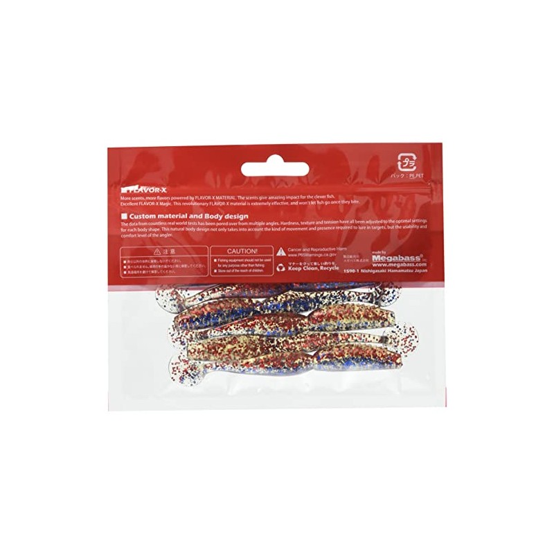 Megabass 38216 Worm Super Spindle SW (4 inch) Bloody Sardine
