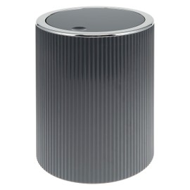 bremermann Gavello Cosmetic Bin with Swing Lid // Bathroom Bin with Grooved Decoration Plastic 5.5 Litres Grey