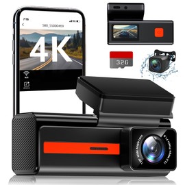 Dash Cam Front and Rear, Veement S80 4k+1080P Dual Dash Camera for Cars, WiFi Mini Car Camera,1.47” Display Dashcam,170°Wide, Night Vision,24H Parking Mode, G-Sensor,Loop Recording, Free 32G Card